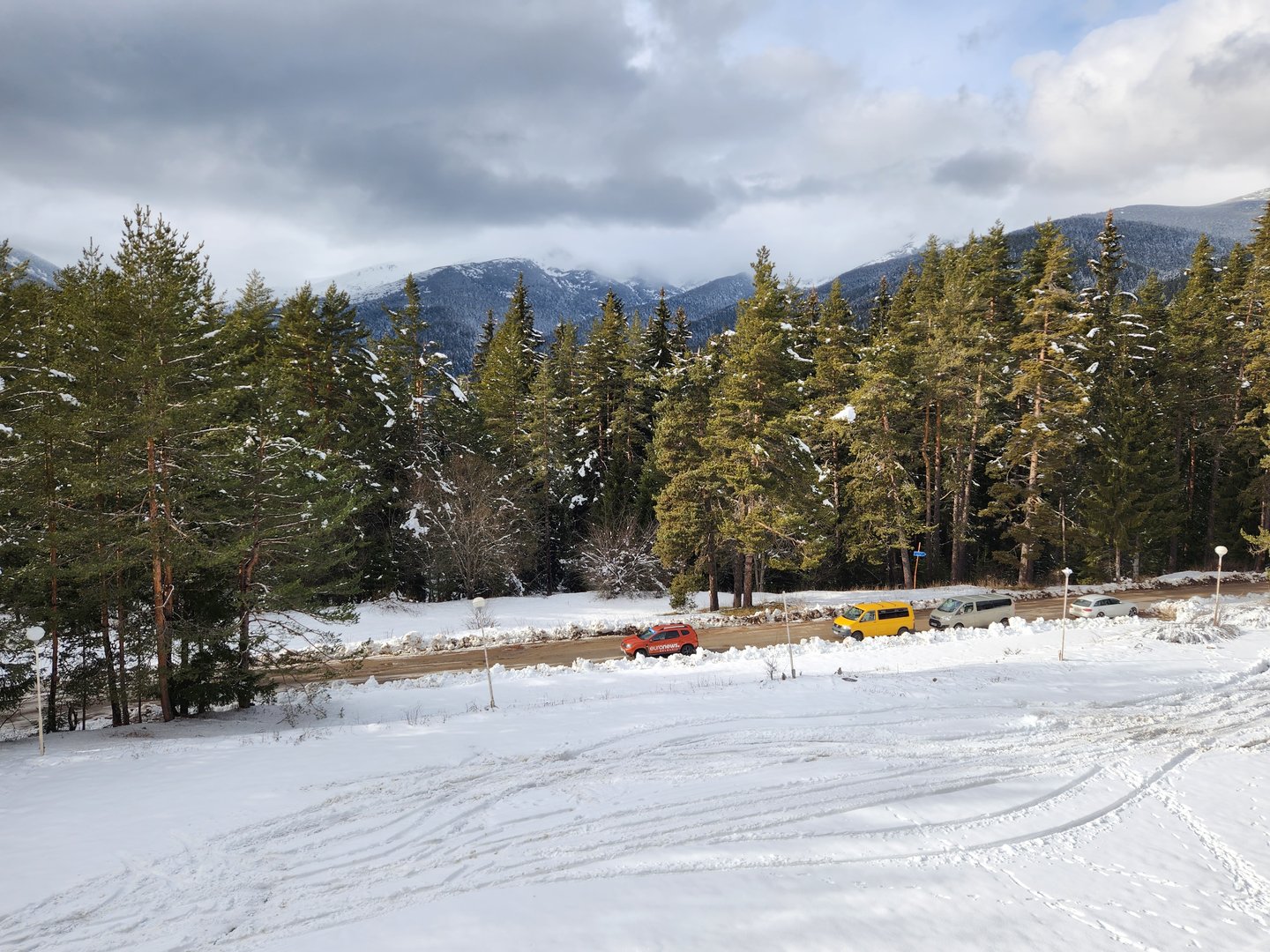 Semkovo, Bulgaria – January 14, 2023: The view from the new building of Coliving Semkovo, not far from Bansko, Bulgaria