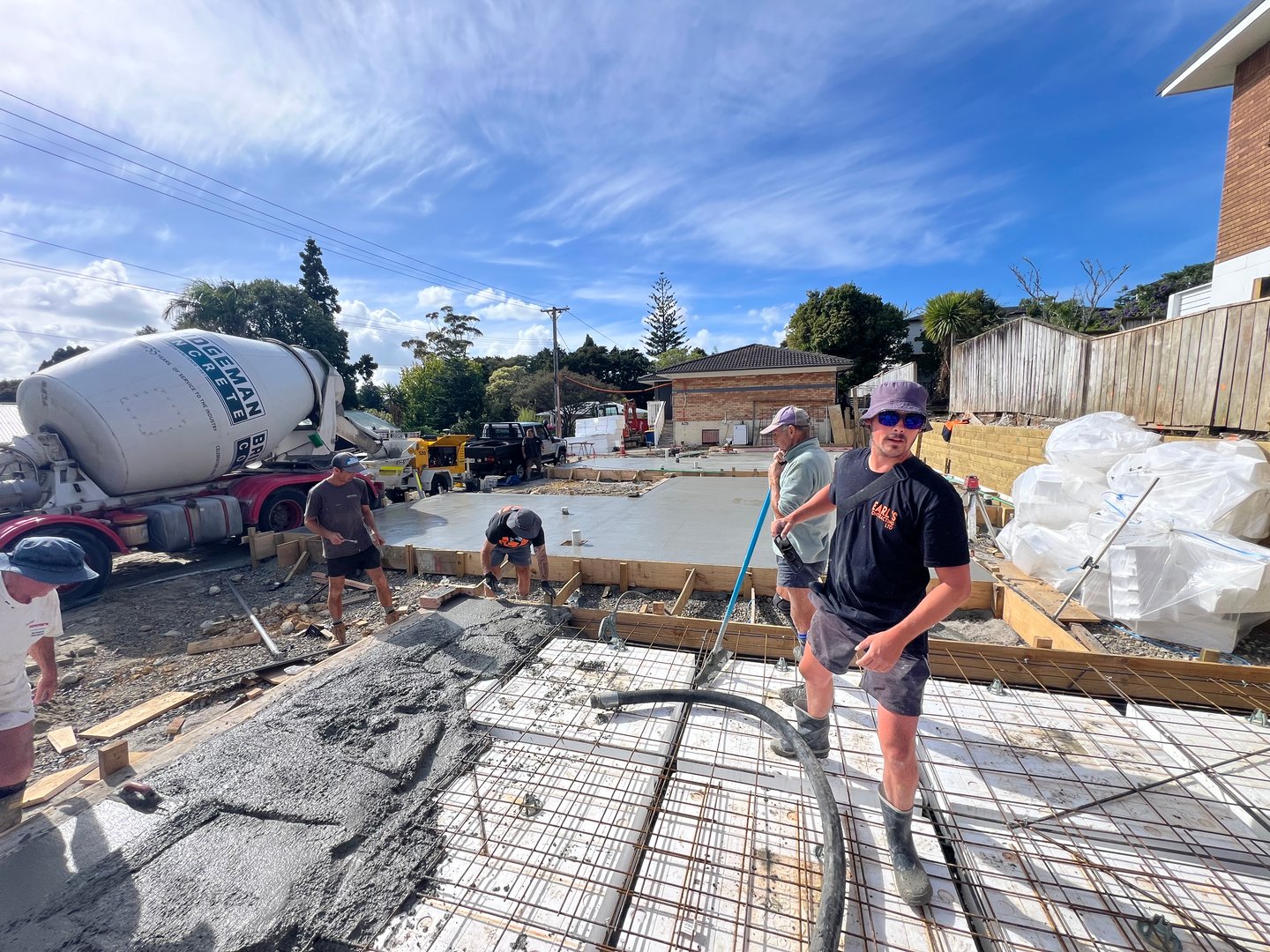 A&E Contracting concrete pumping team and equipment