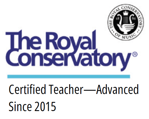 Royal Conservatory of Music logo with "Certified Teacher" text below, featuring a lyre and the year 1886.