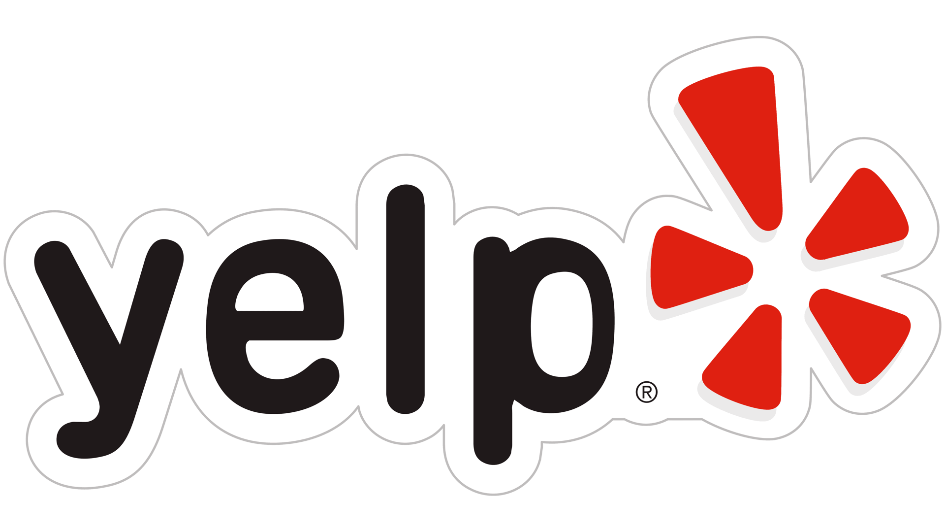 Yelp logo with stylized red burst design next to lowercase black text on a white background.