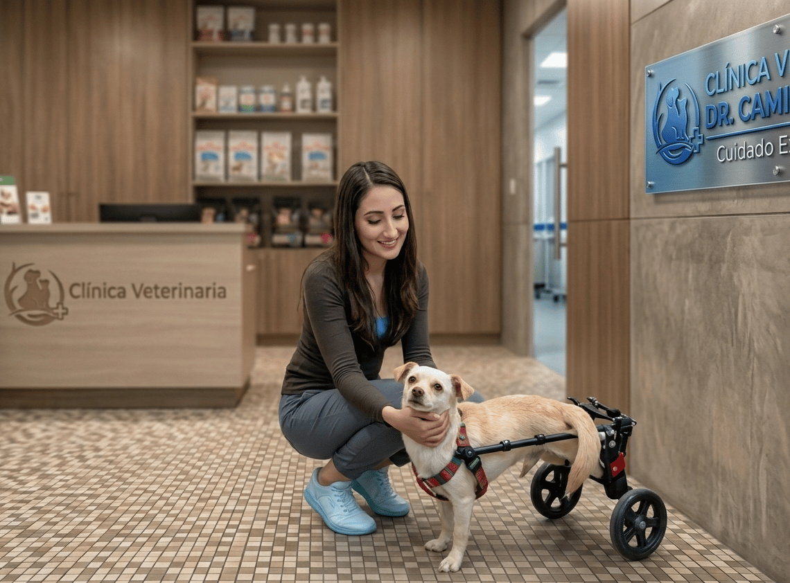 Veterinaria con gato