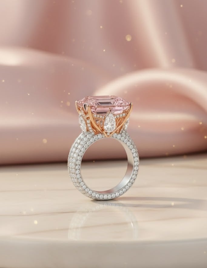 Exquisite high jewelry pink gemstone ring