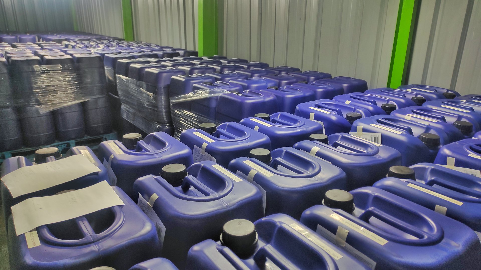 Blue and black plastic rubber in the ware house