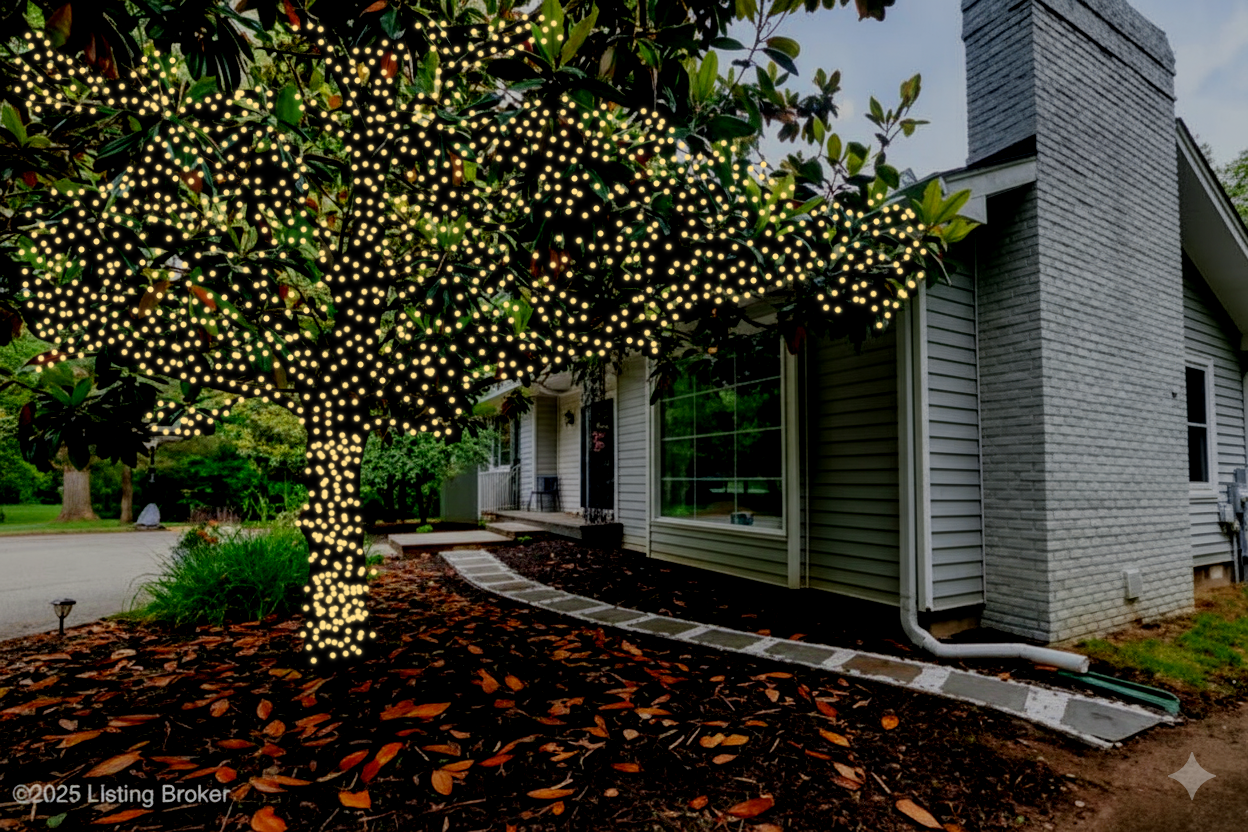 Large tree tips Christmas lighting mockup