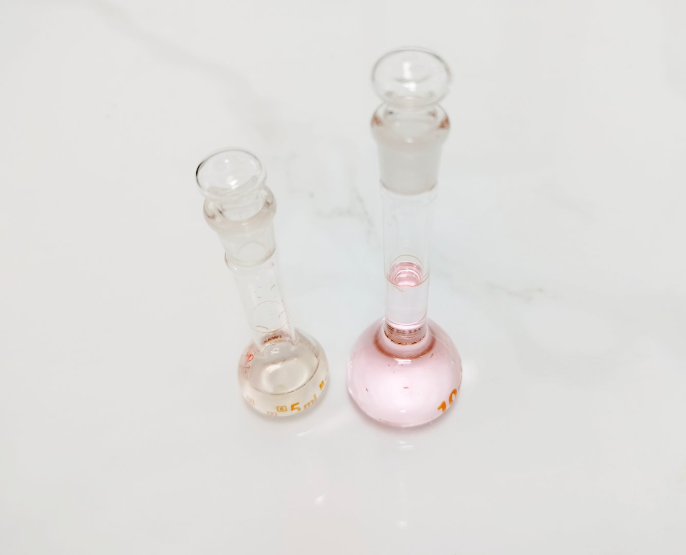 chemical solution in a volumetric flask