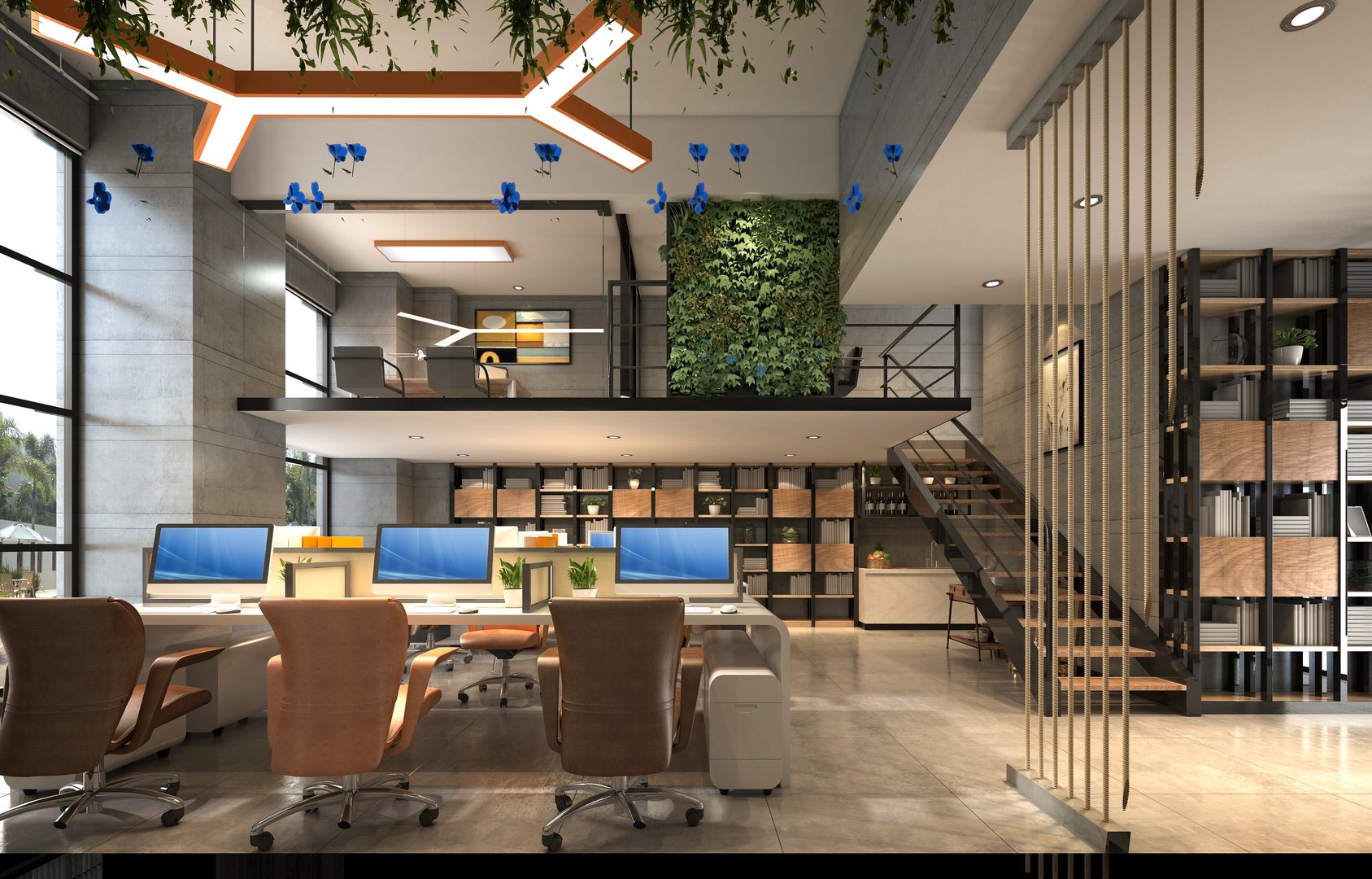 3d render of modern working office