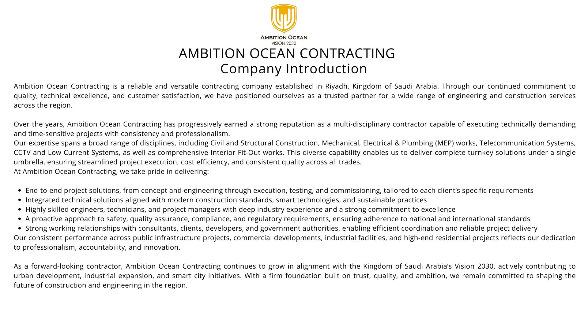 Ambition Ocean Company Profile - Introduction