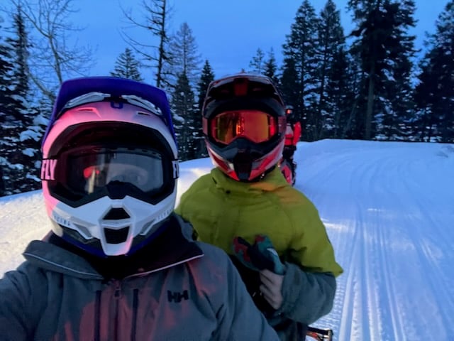 Snowmobiles winter landscape. High quality photo