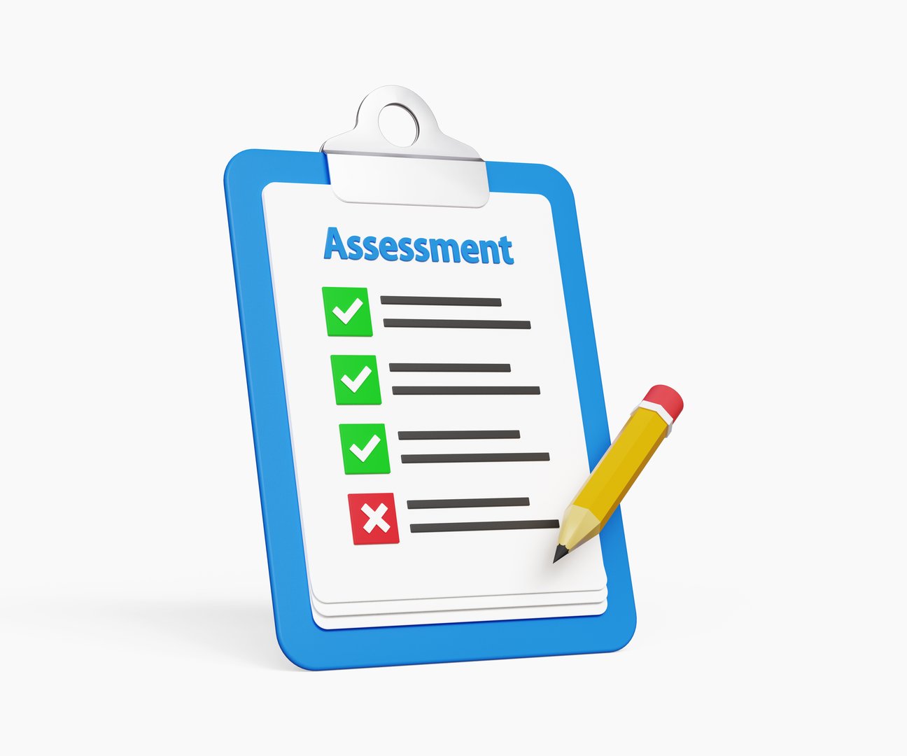 3D assessment icon with checkboxes