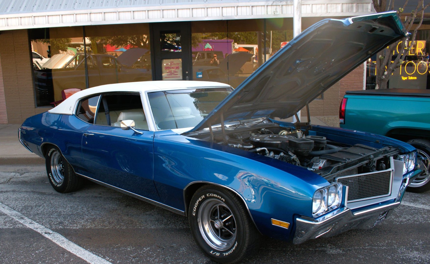 Blue car at car show event