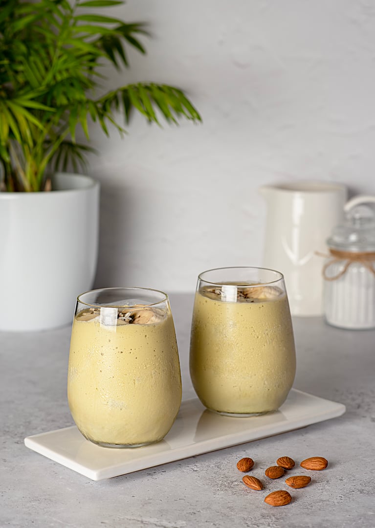 Creamy banana almond protein smoothie