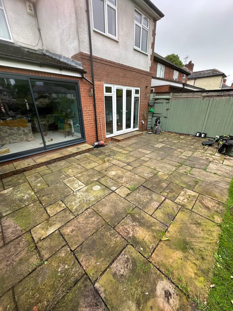 Garden patio before cleaning