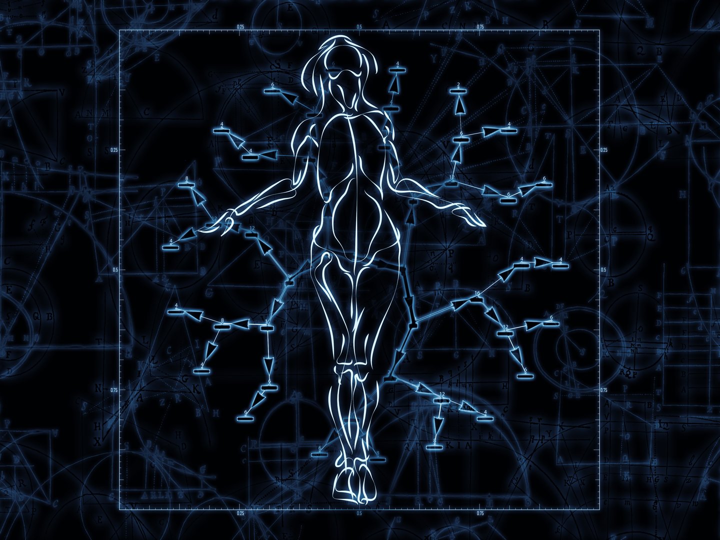 Strange Geometry series. Abstract arrangement of line drawing, math and geometry related elements suitable as background for projects on mathematics, science, education and  technology