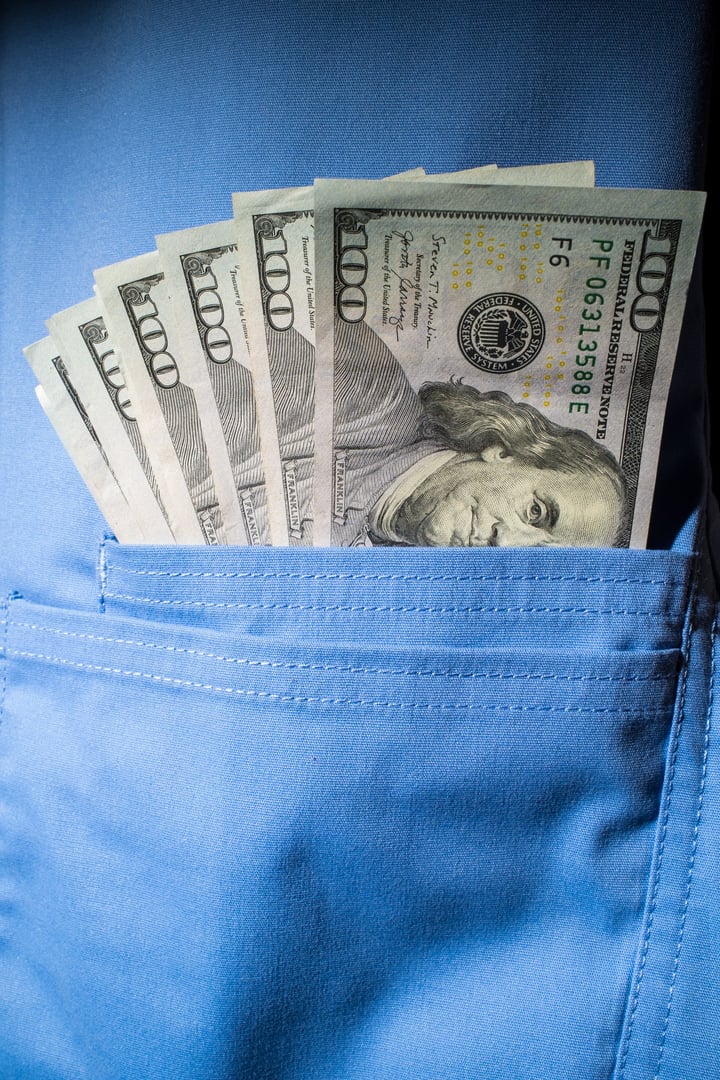 US 100 Dollar Bills in a Clothing Pocket