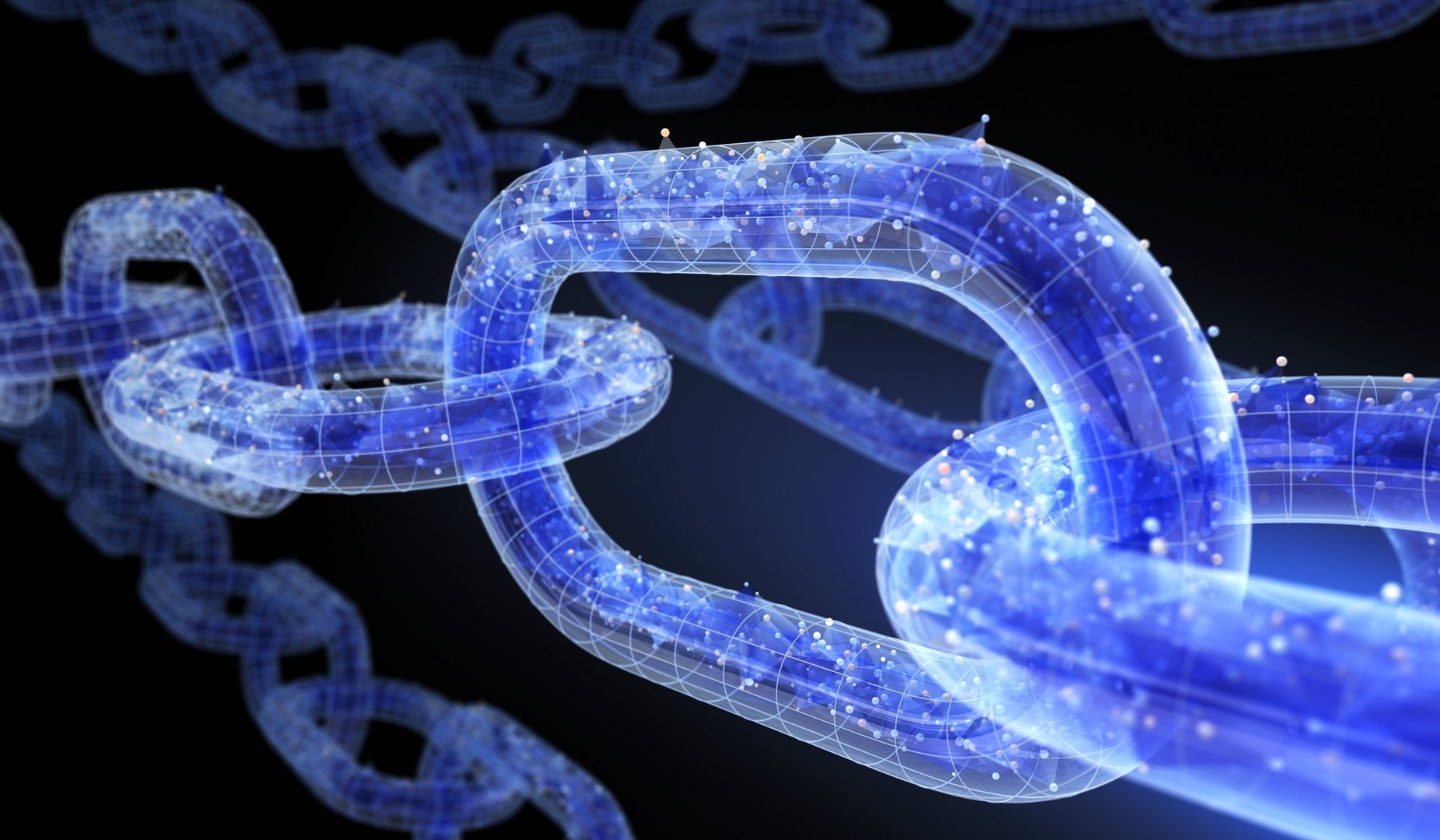 The chain with data. 3D illustration