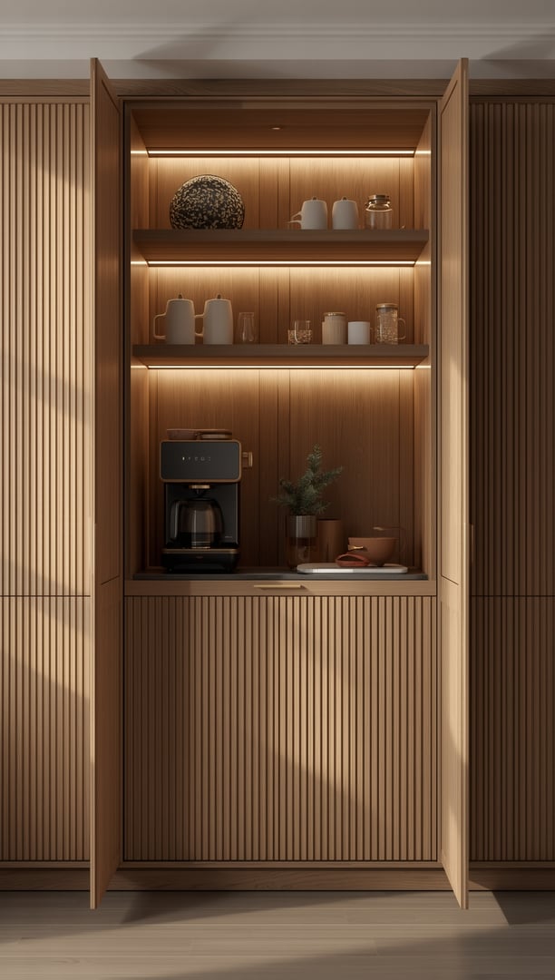Ultrarealistic high-end Scandinavian luxury coffee station