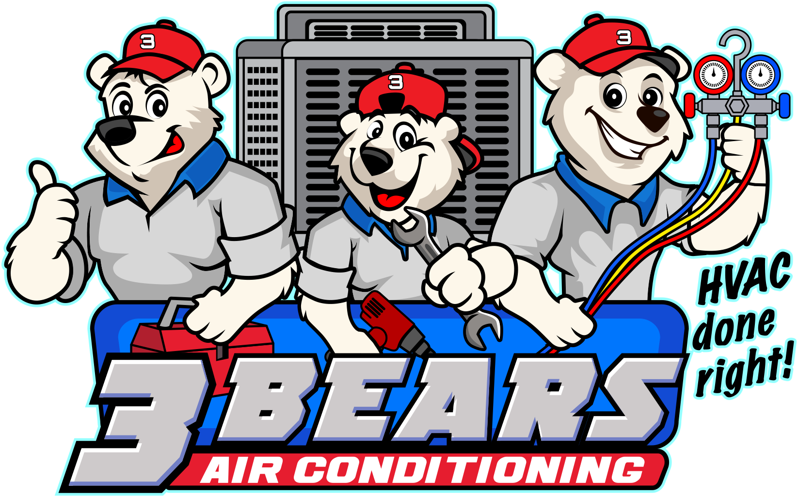 3 Bears Air Conditioning Logo