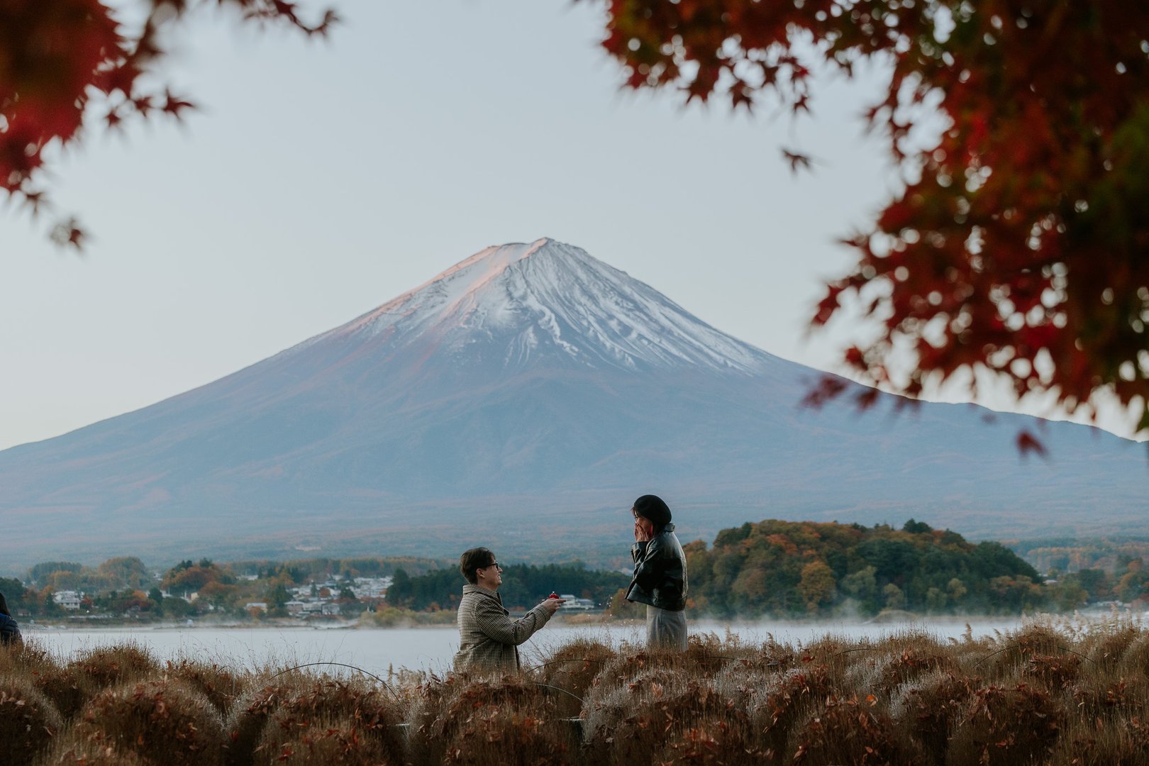 Proposal moment at Mt. Fuji