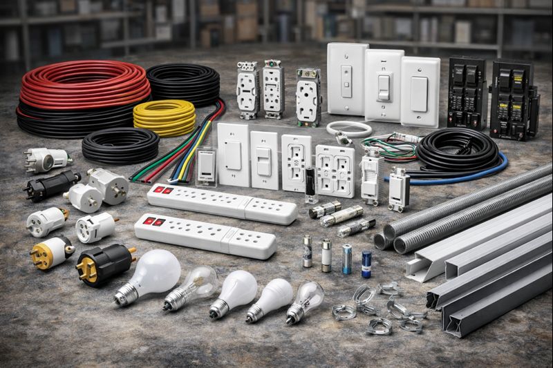 Material eléctrico: clavijas, contactos, apagadores y componentes eléctricos industriales