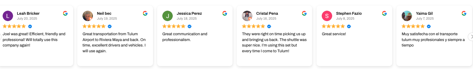 Screenshot showing testimonial example