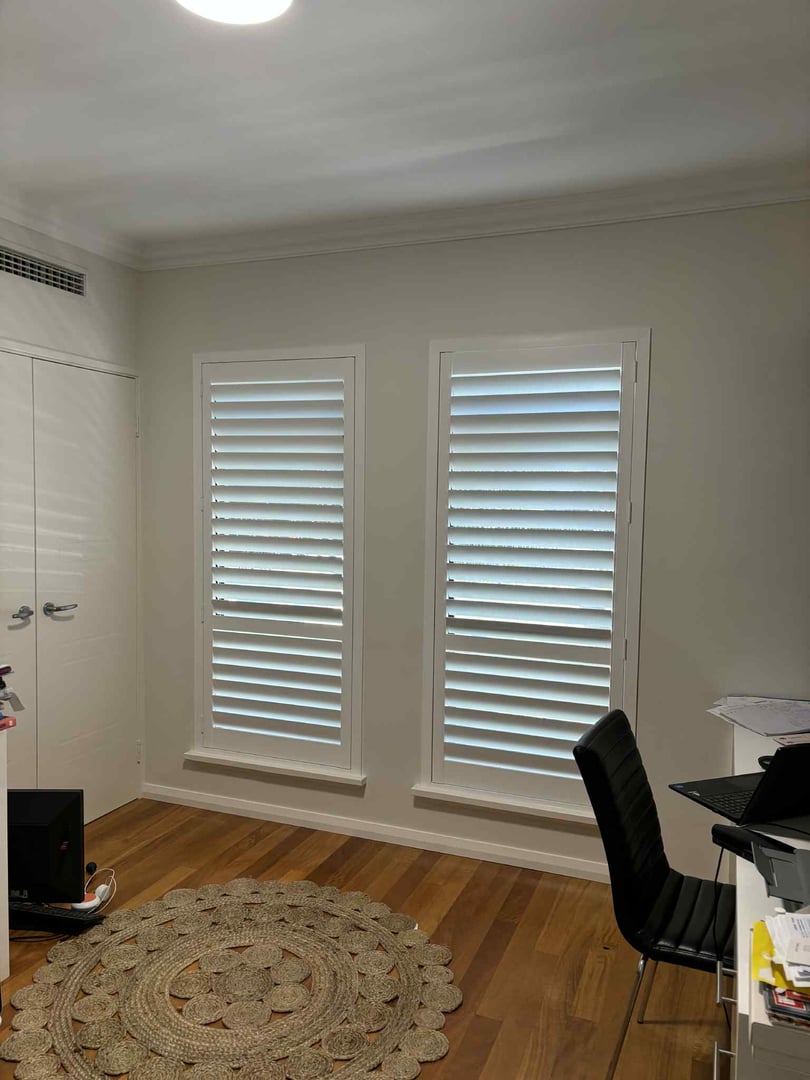 Custom window shutters Perth before after ensuite bathroom transformation
