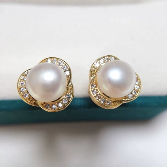 Boucles d'oreilles en perles naturelles d'eau douce pour femmes, forme fleur trèfle