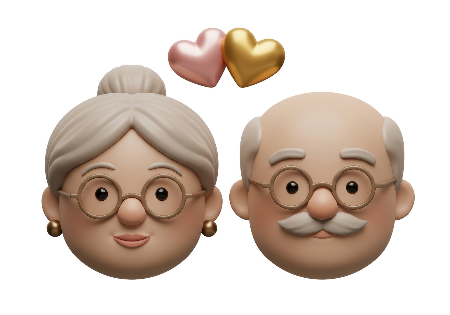 Isolated Senior Couple with Hearts Love Forever