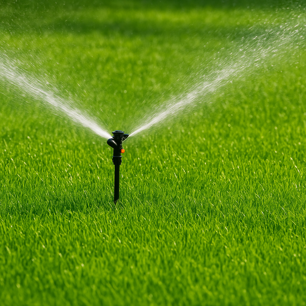 Sprinkler on Lush Lawn