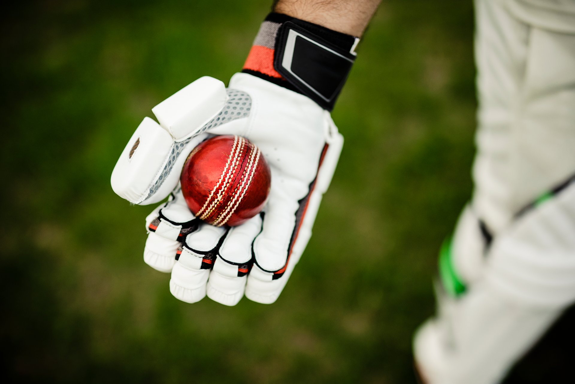 Cricket player getting ready to play