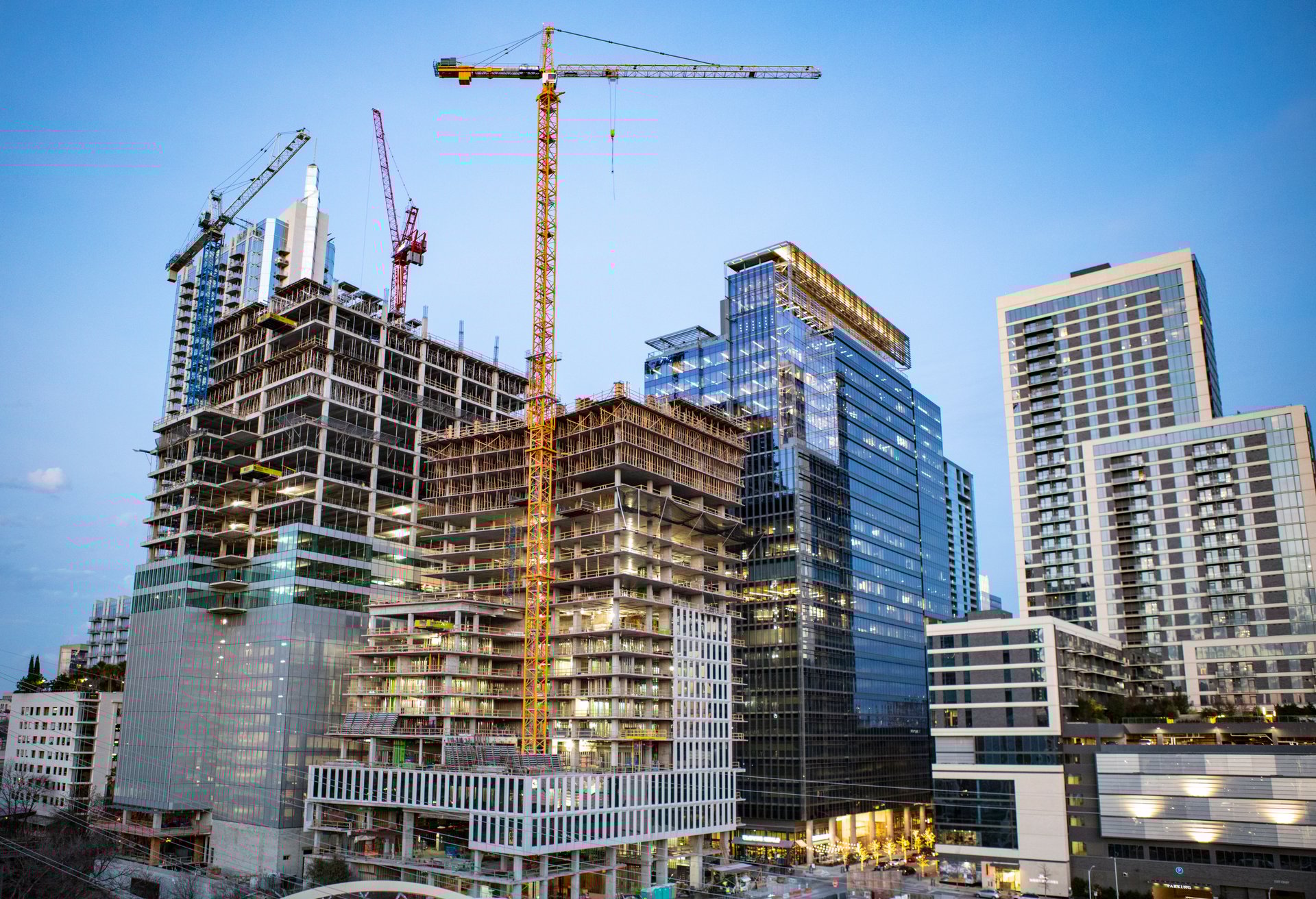 Construction of buildings in 2nd Street District in Austin