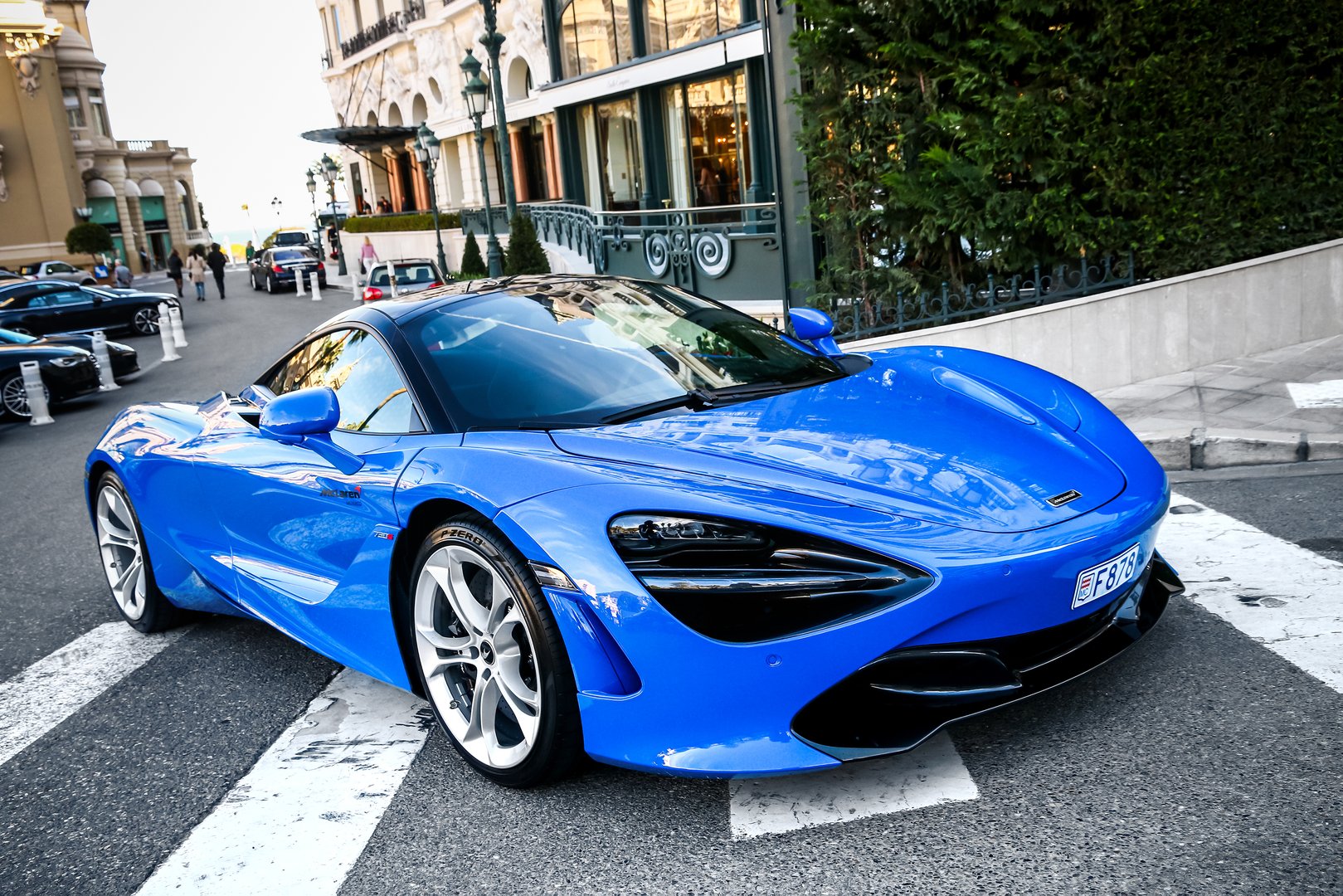 Monte-Carlo, Monaco - March 12, 2019: British sportscar McLaren 720S in the city street.