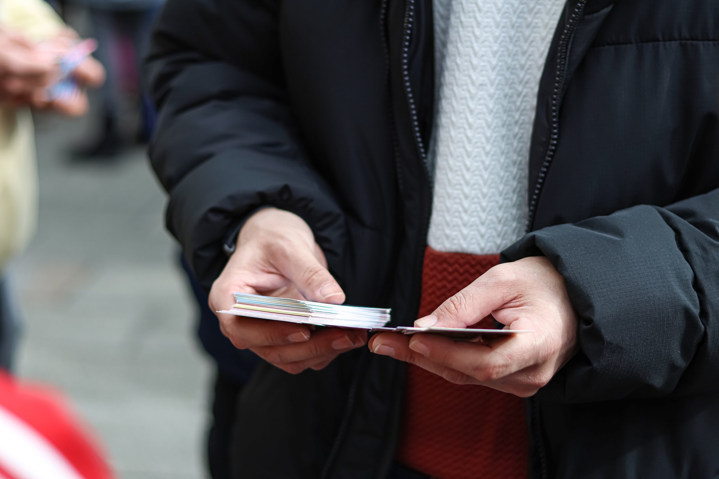 Trading soccer or sports cards at school