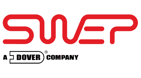 SWEP logo in red above A Dover Company in black with Dovers D symbol incorporated.