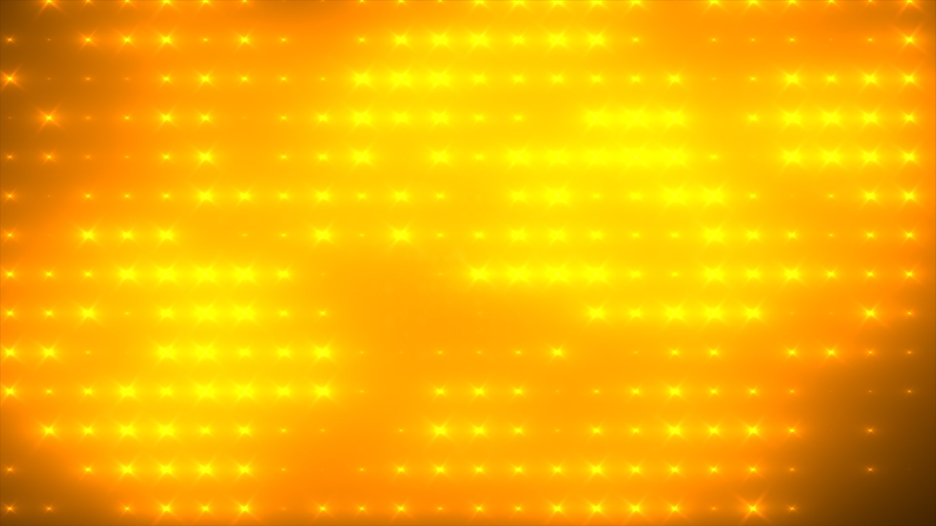 Abstract glowing yellow and orange disco light wall with bright illuminated square pattern.