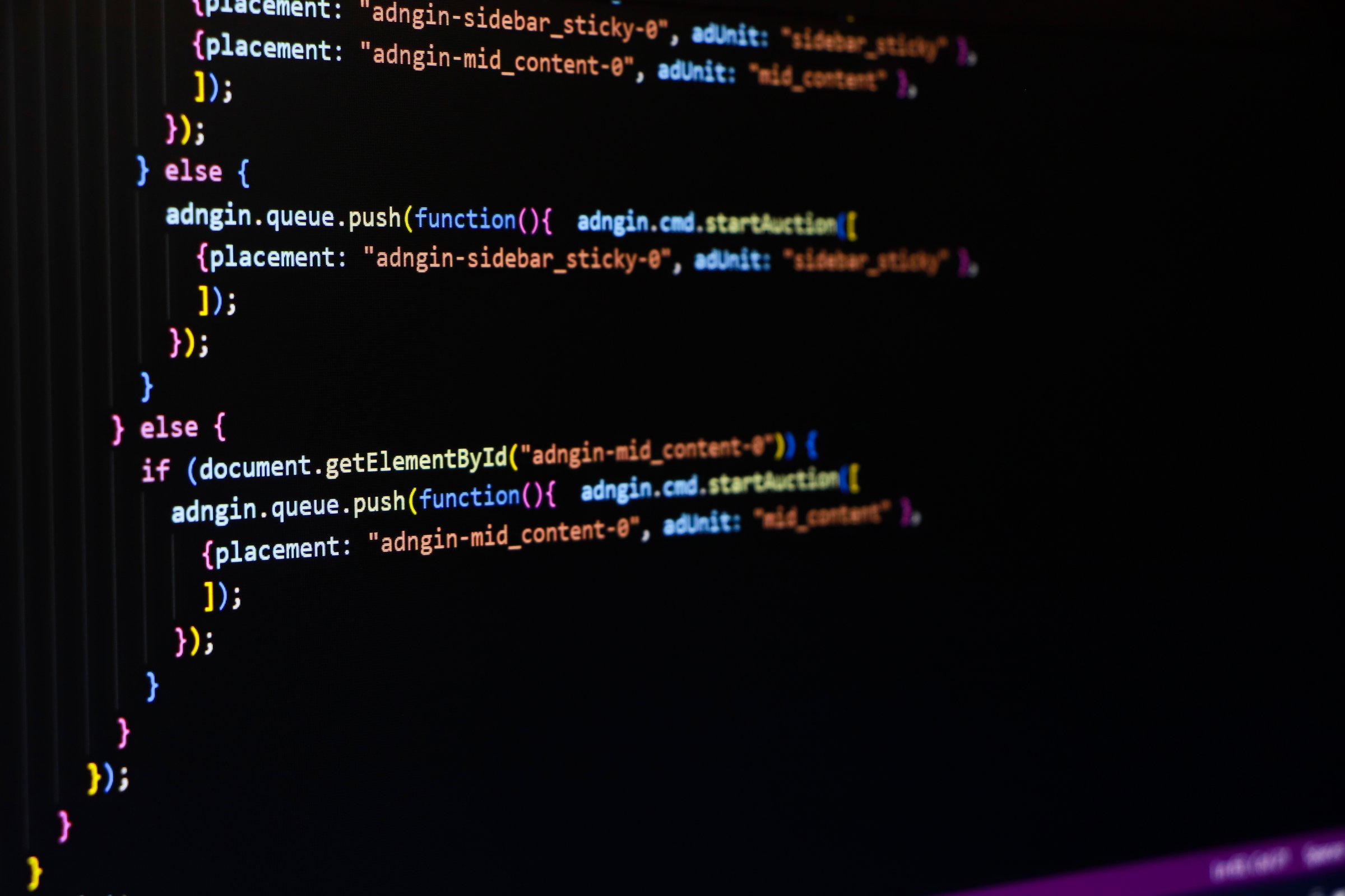 Software source code. Programming code. Programming code on computer screen. Developer working on program codes in office. Source code