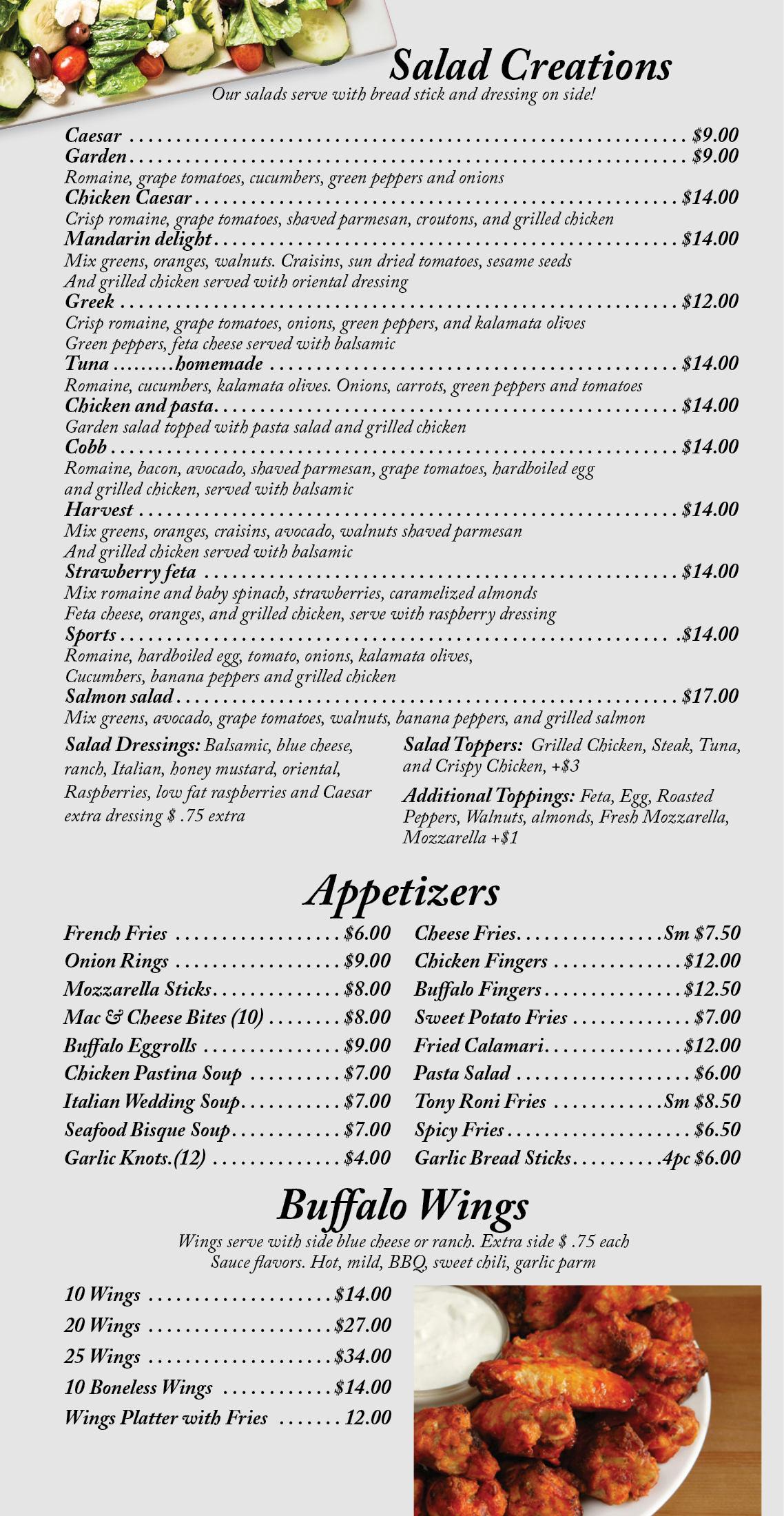 Tony Roni's Menu Panel 6