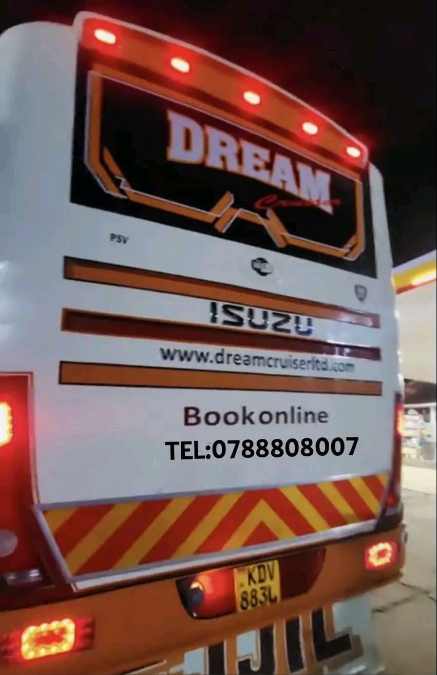 Dream Cruiser bus traveling across East Africa