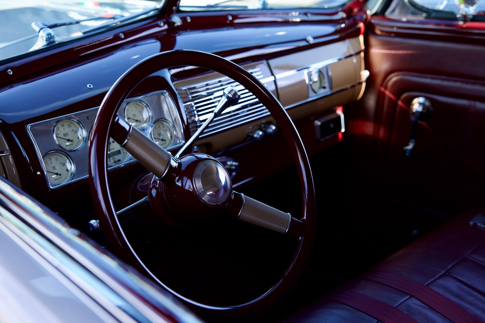 Interior details of a vintage auto