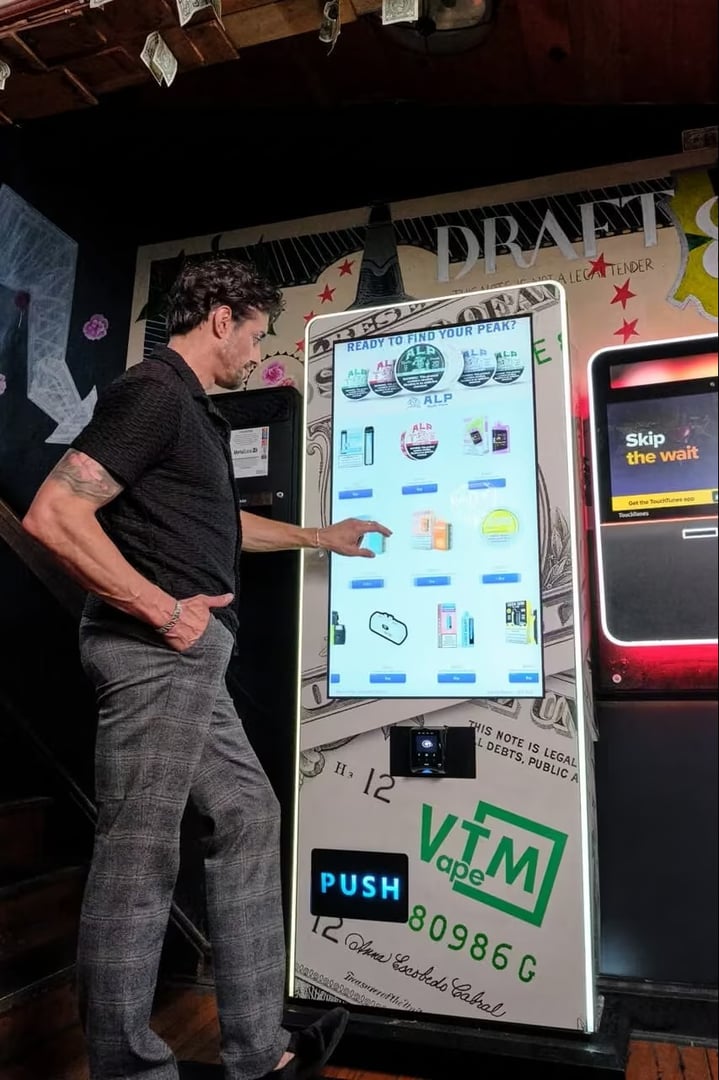 VTM vape vending machine at ALP Delta8 Bar