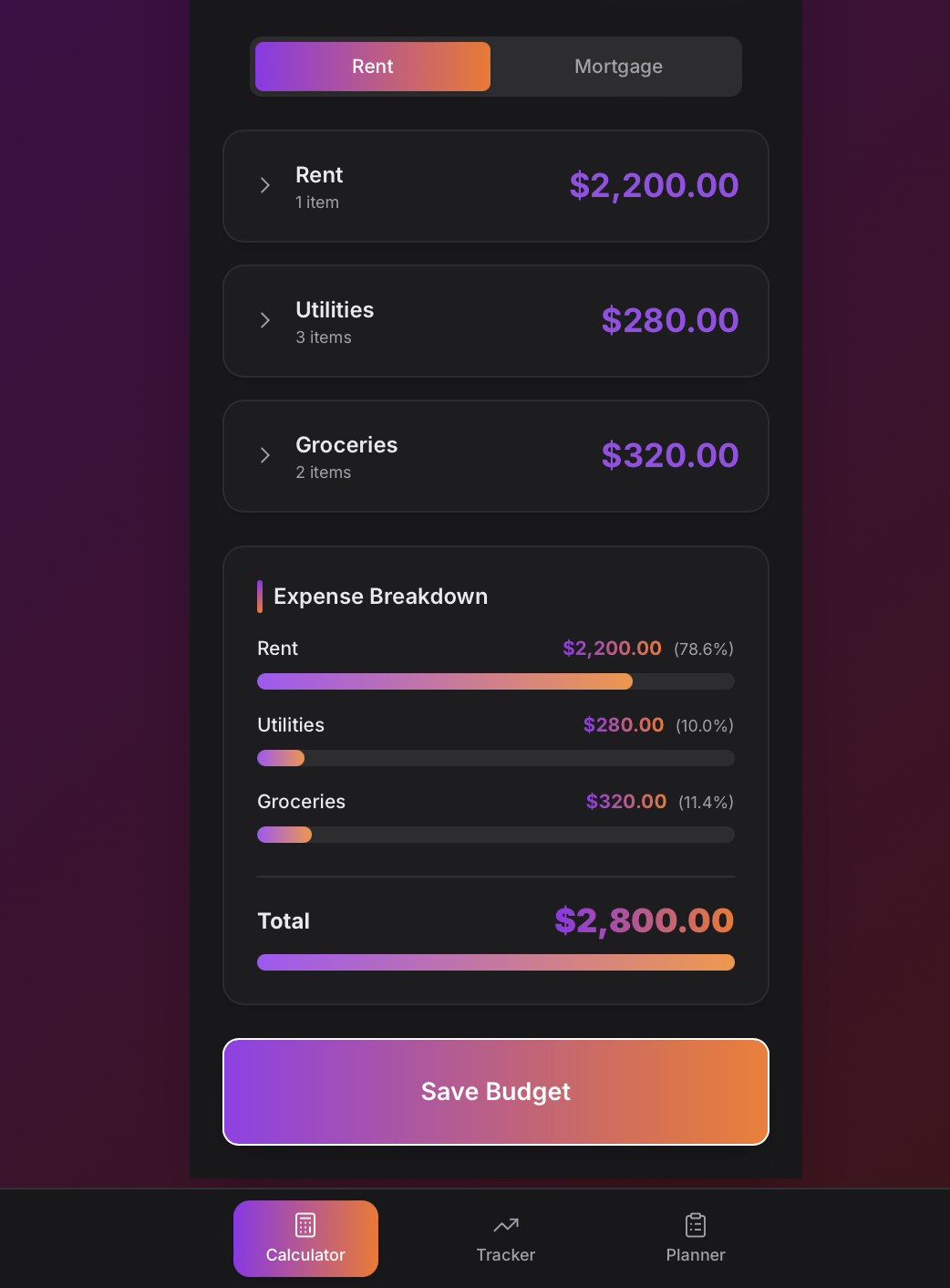 Smart Finance Tracker screenshot