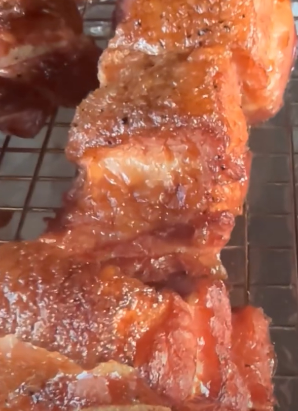 Smoked pork belly cubes