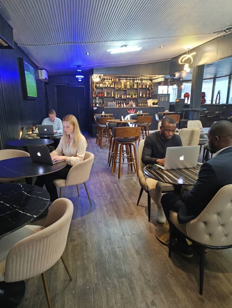 Daytime cafe interior with natural lighting