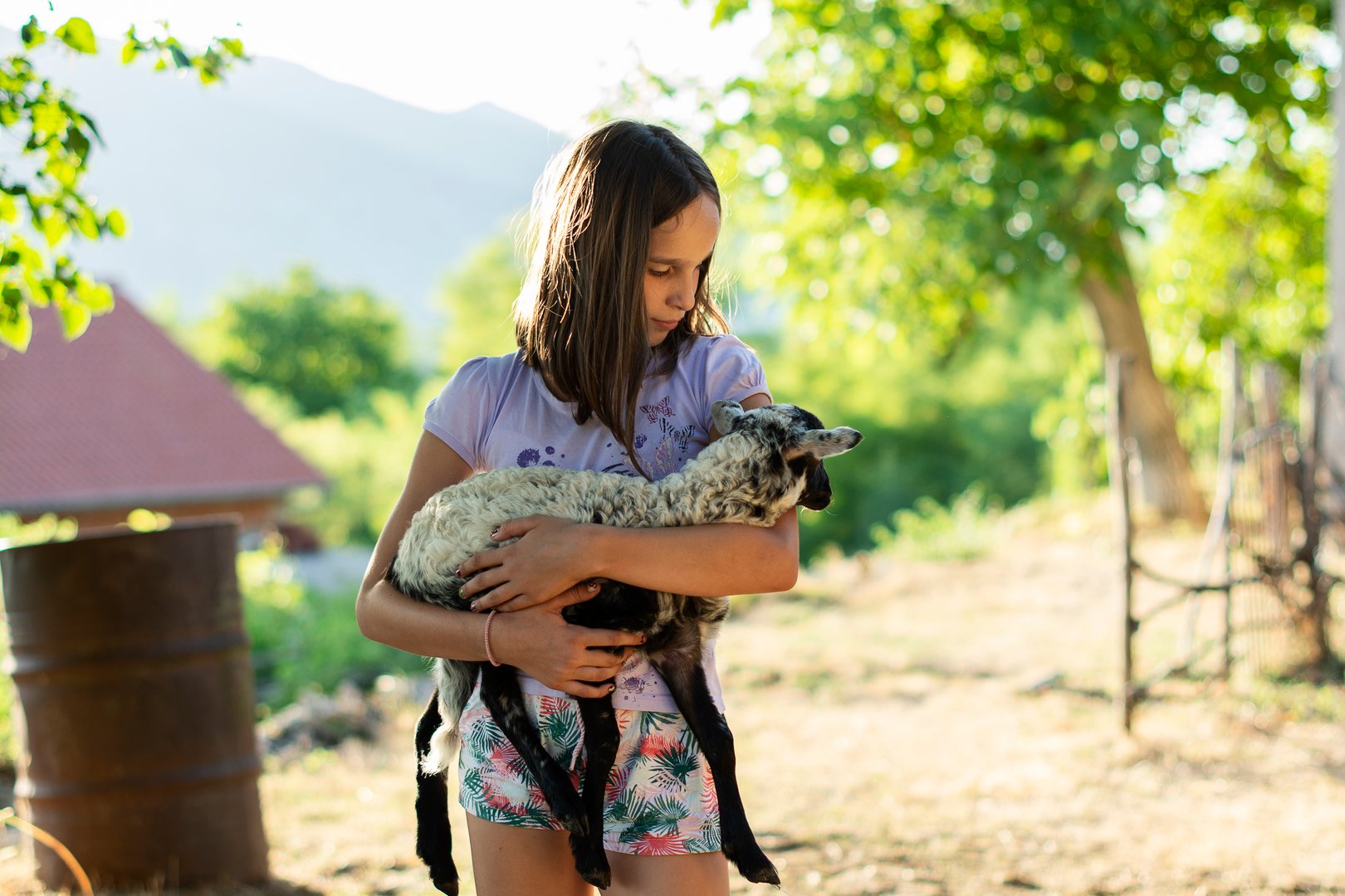 Happy camper with lamb