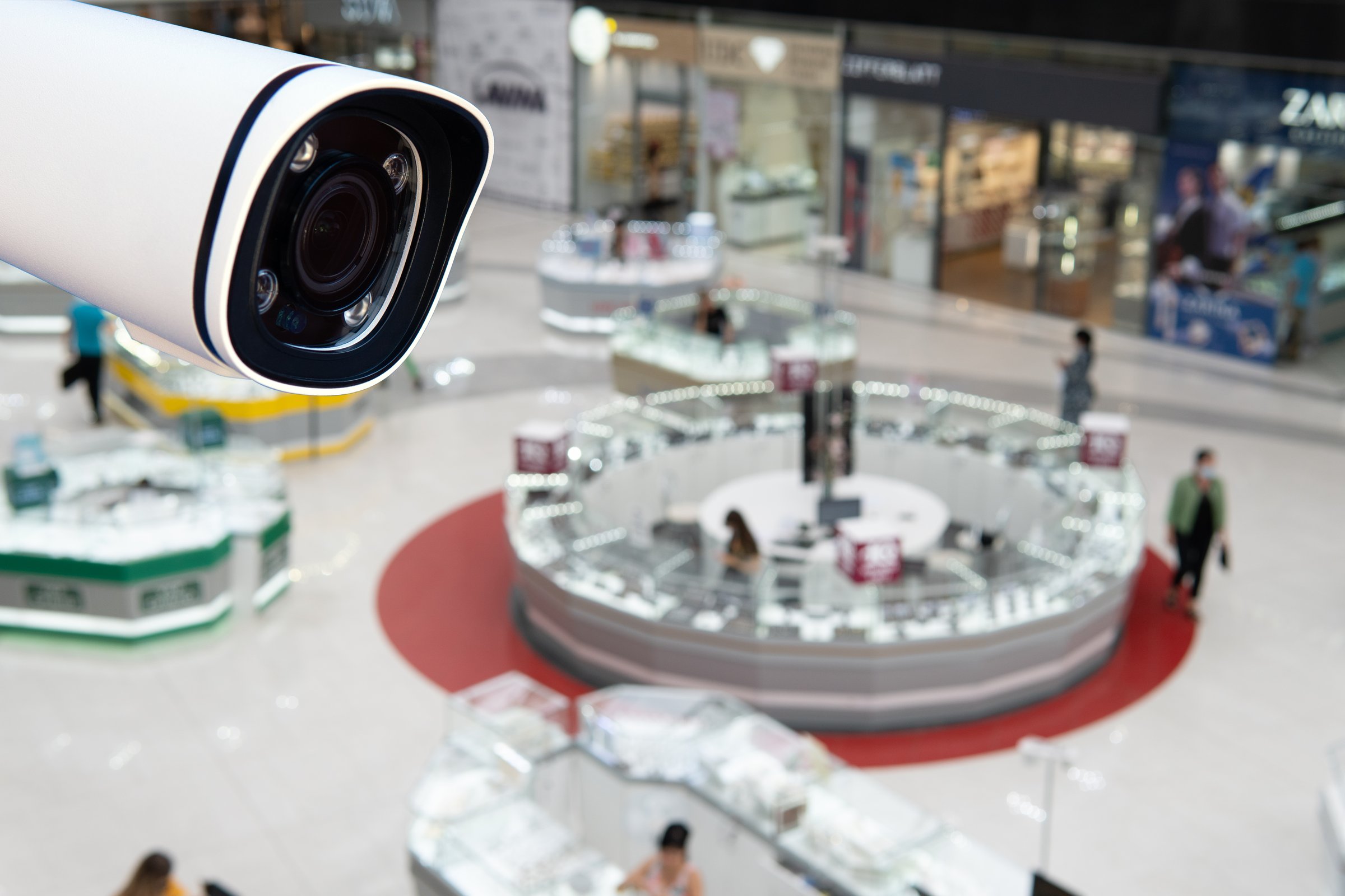 Security CCTV camera or surveillance system in office building shopping mall