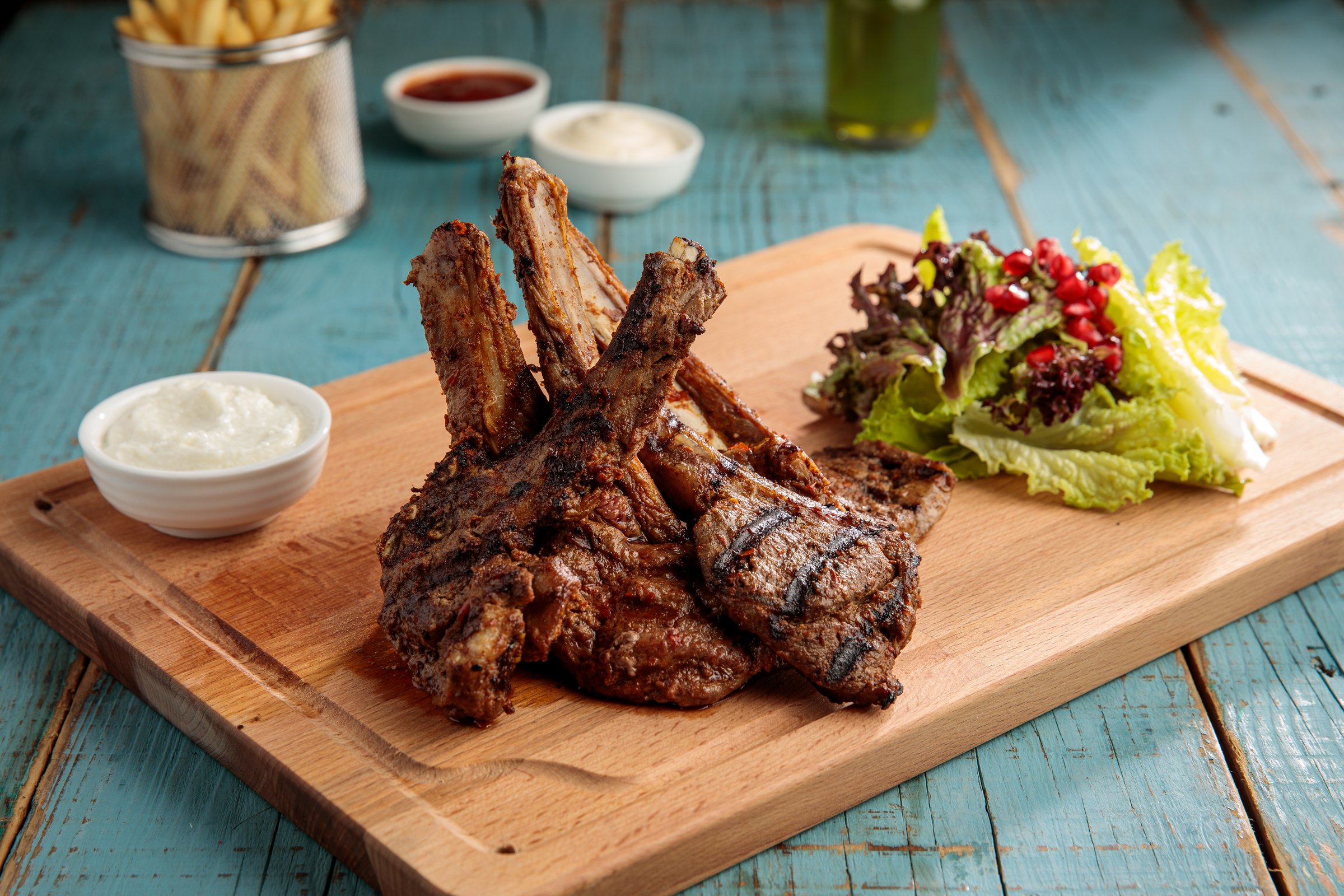 Lamb Chops with Herb Salad