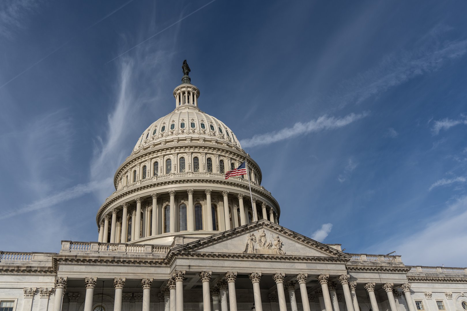 Washington DC - October 27, 2024: United States Capitol Building with blue sky background,  Washington DC