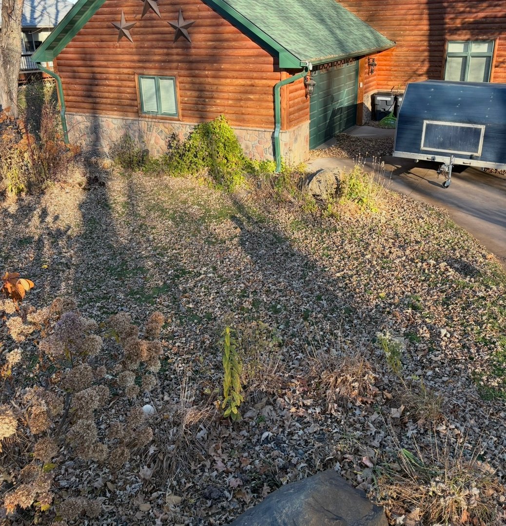 Before seasonal cleanup - yard needing maintenance