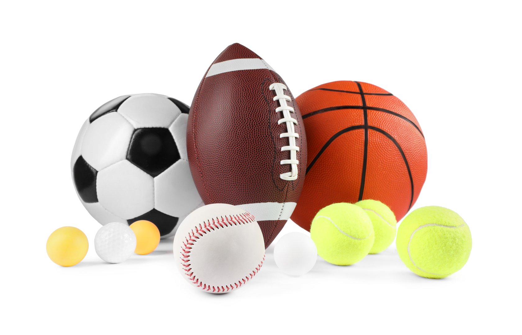 Many different sport balls isolated on white