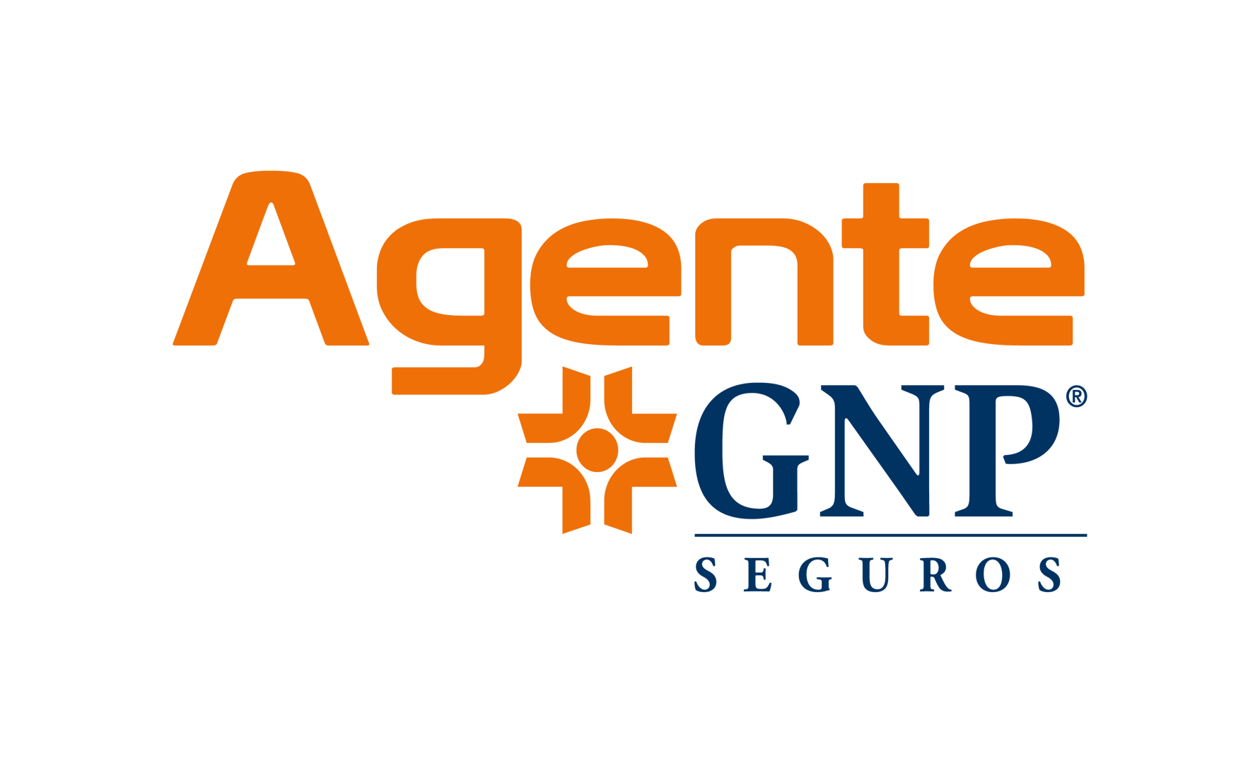 Logo of Agente GNP Seguros with orange text and a blue star symbol.