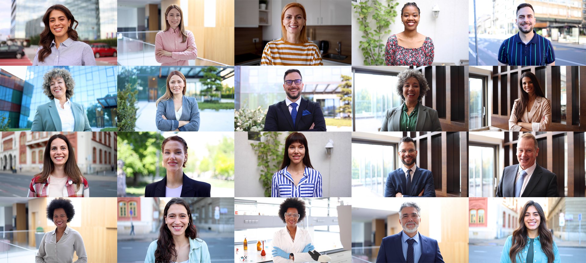 Collage of real people, men and women